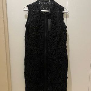 Elie Tahari : NWT lace zip front dress( can be a vest)2 pockets color blk : XS